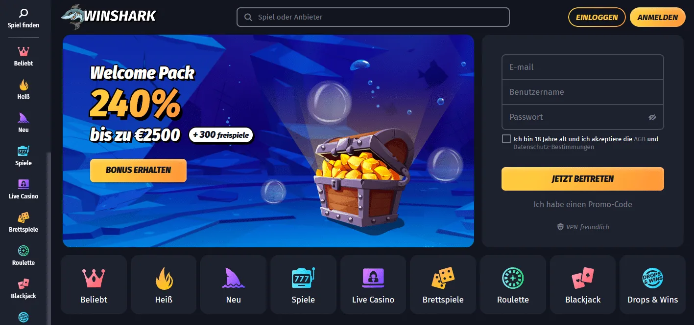 Winshark Casino WinShark Casino Startseite